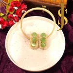 Long Studs With Beads And Stones - Mint Green