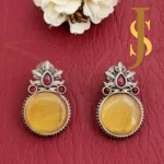 Silver Replica Round Studs - Yellow