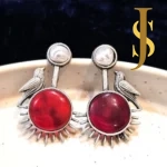 Silver Replica Bird’n’ Pearl Studs - Red