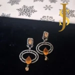 Rhodium Plated American Diamond Statement Dangler