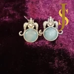 Silver Replica Ganpati Studs - Sky Blue