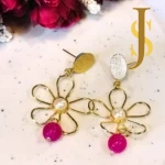 Golden Daisy Drop Earrings set