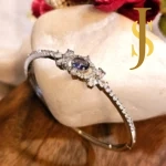 Victorian Plated American Diamond Purple Crystal Pendant and Bracelet Combo With Rose Gold Finish