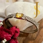 Victorian Plated American Diamond Square Pendant Set and Bracelet Combo