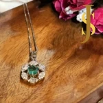 Rhodium Plated American Diamond Mint Green Flower Pendant, Ring and Bracelet Combo