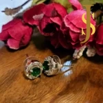 Rhodium Plated American Diamond Emerald Pendant Set and Ring Combo