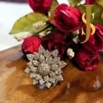 Rhodium Plated American Diamond Daisy Pendant and Ring Combo set