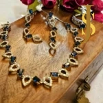 Rhodium Plated American Diamond Blue Mini Necklace and Ring Combo