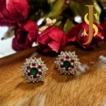 Rhodium Plated American Diamond Multicolour Pendant Set and Ring Combo