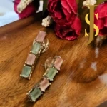 Rhodium Plated American Diamond Crystal Mint Pink Necklace and Ring Combo