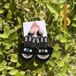 Handcrafted Pearl Black Hand Beads Light Weight Earring