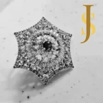 Rhodium Plated Dazzling American Diamond Black Necklace and Ring Combo