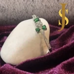 Rhodium Plated American Diamond Adorable Openable Crystal Green Bracelet design set