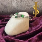 Rhodium Plated American Diamond Adorable Openable Crystal Green Bracelet