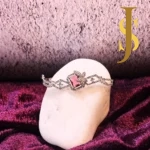 Rhodium Plated American Diamond Dazzling Openable Crystal Ruby Bracelet set