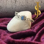 Rhodium Plated American Diamond Elegant Openable Crystal Blue Bracelet design set