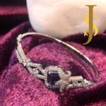 Rhodium Plated American Diamond Dazzling Openable Crystal Purple Bracelet design