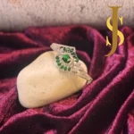 Rhodium Plated American Diamond Statement Openable Crystal Green Bracelet