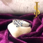 Rhodium Plated American Diamond Statement Openable Crystal Blue Bracelet