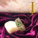 Victorian Plated American Diamond Statement Big Bold Openable Crystal Green Bracelet With Rose Gold online design set