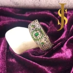 Victorian Plated American Diamond Statement Big Bold Openable Crystal Green Bracelet With Rose Gold design set