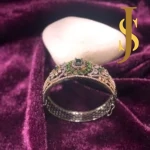 Victorian Plated American Diamond Statement Big Bold Openable Crystal Green Bracelet With Rose Gold design