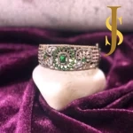 Victorian Plated American Diamond Statement Big Bold Openable Crystal Green Bracelet With Rose Gold set