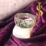 Victorian Plated American Diamond Statement Big Bold Openable Crystal Green Bracelet With Rose Gold