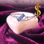 Rhodium Plated American Diamond Elegant Openable Crystal Blue Bracelet