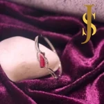 Rhodium Plated American Diamond Openable Rectangle Ruby Bracelet