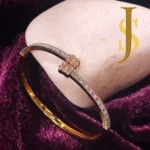 Gold Plated American Diamond Sleek Openable Dual Finish Statement Bracelet