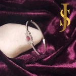 Rhodium Plated American Diamond Openable Ruby Bracelet set