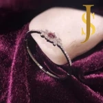 Rhodium Plated American Diamond Openable Ruby Bracelet