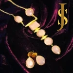 Monalisa Stone Beautiful Statement Neckpiece With Chain In Pink set