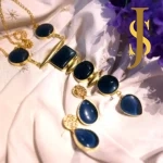 Navy Blue Statement Necklace: An Artistic Monalisa Stone Jewellery design