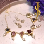 Handcrafted Multicolor Druzy Stone & Pearl Choker online set