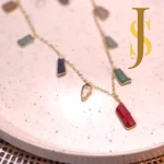 Druzy Stone Beautiful Long Charm Neckpiece in Multicolor online set