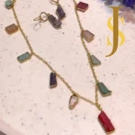 Druzy Stone Beautiful Long Charm Neckpiece in Multicolor set