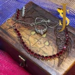 Rhodium Plated American Diamond Single Line Crystal Red Necklace and Ring Combo design