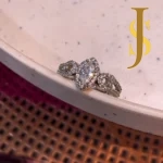 Rhodium Plated American Diamond Single Line Crystal Red Necklace and Ring Combo