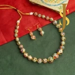 Regal Beaded Mala: Exquisite Meenakari Gold Jewellery Set online Jewellery