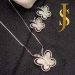 Rhodium Plated Butterfly Diamond Pendant & Earring Set