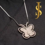 Rhodium Plated Butterfly Diamond Pendant