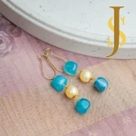 Handcrafted Multi-Stone & Pearl Long Necklace with Enamel Pendant and Earrings