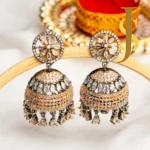 Radiant Floral CZ Stone Jhumka Earrings White