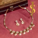 Antique Gold CZ Conch Choker Set with Green Stone