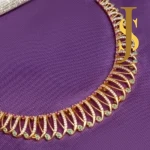 Antique Gold CZ Choker Set with Pink & Green Stone