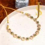 Antique Gold CZ Moon Choker Set with Red & Green Stone online shopping