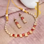 Antique Gold Ruby Choker Necklace CZ Bricks & Balls Set online