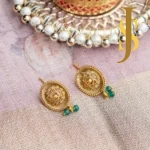 Antique Gold Earrings with Intricate Beads Green